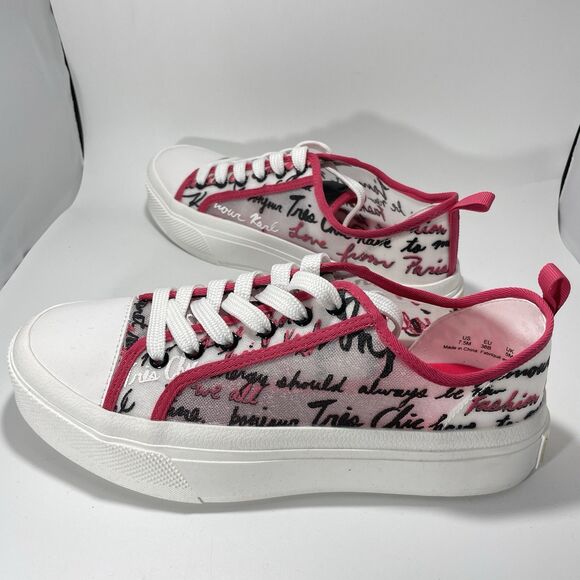 New Karl Lagerfeld Paris Gillianne Script Print Sneakers Women’s Size 7.5 / 38B - Picture 6 of 10